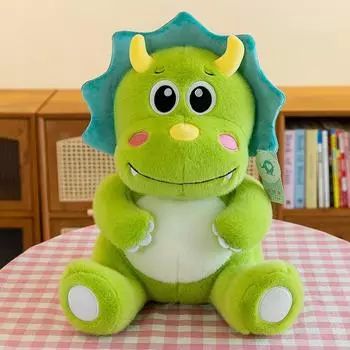 Кукла Динозавр Плюшевая Игрушка Мальчики Спящая Кукла Трицератопс Подушка-Игрушка Тряпичная Кукла Подарок на День Рождения 35cm0.38kg зелёный