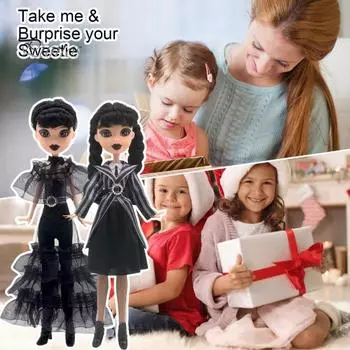 Кукла для девочек в черном платье с подвижными суставами, черными каблуками, губами и волосами, подарок на пасхальную тематику для девочек-поклонниц A