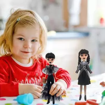 Кукла для девочек в черном платье с подвижными суставами, черными каблуками, губами и волосами, подарок на пасхальную тематику для девочек-поклонниц