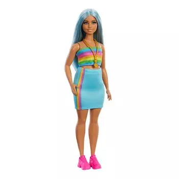 Кукла/домик Barbie Fashionista Rainbow Top Dress Up для детей от 3 лет и старше, зеленая, HRH16