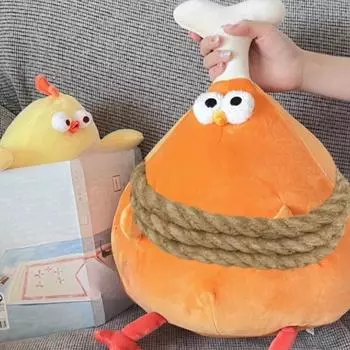Кукла Dundun Chicken Legs из мультфильма, милый подарок на день рождения, креативная и веселая плюшевая мультяшная кукла, подушка, детские игрушки, подарок 38x32x24cm оранжевый