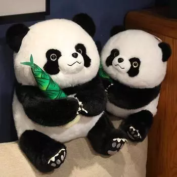 Кукла гигантской панды, держащая в руках побеги бамбука, имитация царапающей машины, кукла панды, плюшевая игрушка панда, сувенир в виде панды 20cm