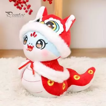 Кукла года Змеи, китайский зодиак, плюшевая игрушка, 2025, игрушки, талисман Весеннего фестиваля, символ мудрости и богатства, новогодний подарок для семьи S белый