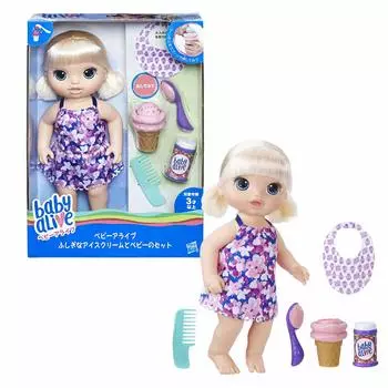 Кукла Hasbro Baby Alive Mysterious Ice Cream and Baby Set со светлыми волосами, расческой для мороженого и другими аксессуарами, игрушка для 3-летних девочек и мальчиков