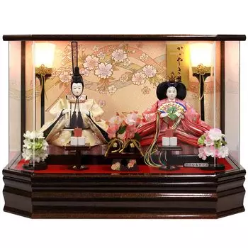 Кукла Хина Кукла Хина Украшение для футляра Принц Украшение для футляра Шестигранный футляр Панорамный футляр из акрила с музыкальной шкатулкой Ширина x Глубина 32 x Высота 34 см 2828Z 47.5 коричневый