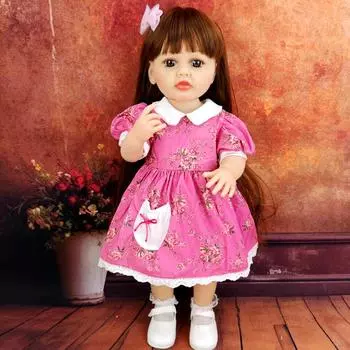 Кукла из силикона с полным телом, 55 см, можно стирать, длинноволосая женская кукла, кукла-реборн, имитация детского дня рождения, игрушка для игры в одевалки. 55cm set