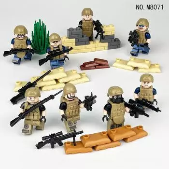Кукла из военных строительных блоков M8071 нанимает солдат для сборки строительных игрушек