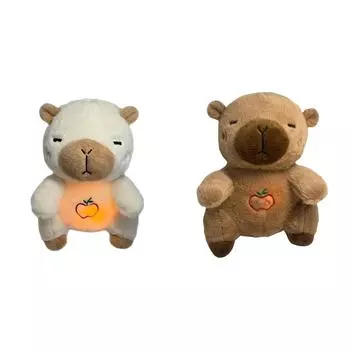 Кукла-капибара с музыкальными огнями, успокаивающая сон для новорожденных (белый)