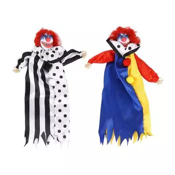 Кукла-клоун на Хэллоуин, страшная жуткая кукла-клоун, украшение, подвесная кукла-клоун, украшение для тематики ужасов Black Approx. 25X15cm / 9.8X5.