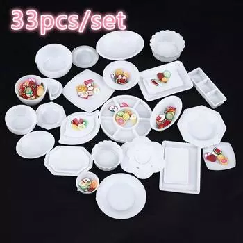 Кукла Кухня Мини Посуда Миниатюры Чашка Тарелка Блюдо Декор Игрушки 33 шт.