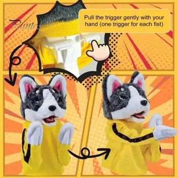 Кукла-марионетка на руку Kung Fun Husky со звуком, плюшевая собачка, игрушка-марионетка на руку, ролевая игра, кукла, реквизит для повествования, подарки для детей, мальчиков и девочек жёлтый