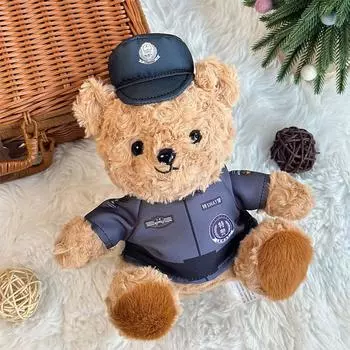 Кукла медведь в форме пожарного, плюшевая кукла, милый плюшевый медведь, полицейский железный медведь without hat, height 21cm