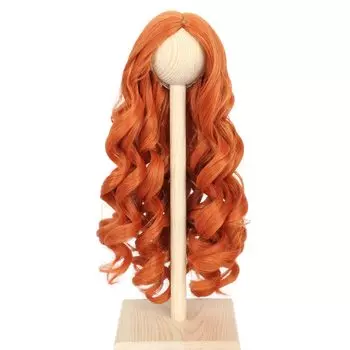 Кукла Missuhair BJD, длинный кудрявый парик, оранжевый, дюйм, для окружности головы, аксессуары ручной работы 1/4 7-8 (Подходит для кукол ростом 17-19 см.)