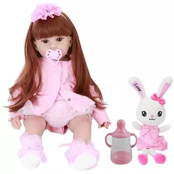 Кукла-младенец из силикона Reborn Toddler Girl Vivid Creativity Present Красивая игрушка для малышей 60 см с карими глазами