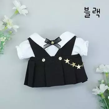 Кукла мокко, хлопковая кукольная одежда, комбинезон для куклы-кумира, цельная блузка, комплект из 2 предметов, 20 см, реквизит для одежды без атрибутов, черный, корейская детская игрушка