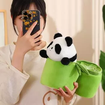 Кукла-панда из бамбуковой трубки, имитация гигантской панды, плюшевая игрушка, кукла-медведь, детская тряпичная кукла для девочек, подарок Panda 25cm bamboo tube 30cm