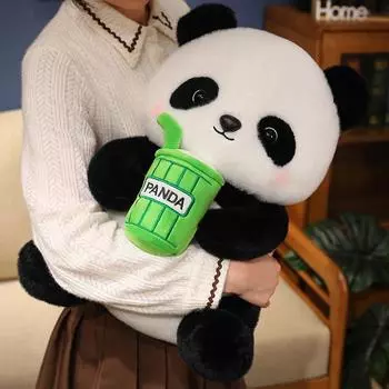 Кукла-панда с молоком и чаем, плюшевая игрушка, кукла, национальное достояние, панда, сычуаньский сувенир, детский подарок на день рождения для мужчин и женщин 24cm