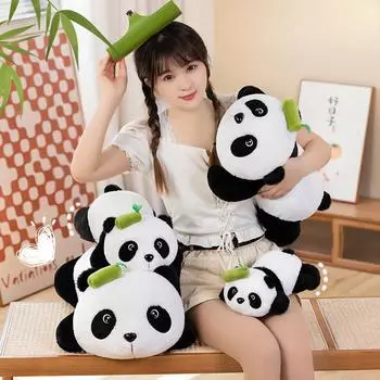 Кукла Papa Panda, плюшевая игрушка из бамбука, большая панда, милая мультяшная кукла, большая панда из Чэнду, дорожный сувенир 28cm0.09kg