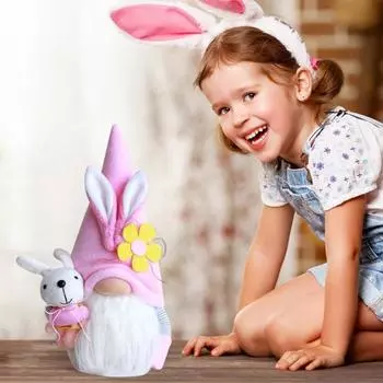 Кукла Пасхальный кролик, очаровательная, супер мягкая, не выцветающая, яркий цвет, длинные усы, декоративная ткань, стиль пасхального кролика, безликий гном, плюшевая игрушка в подарок G