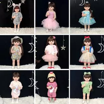 Кукла-перерождение с прямыми ногами, имитация детских игрушек, мягкая резиновая детская игрушка принцессы для девочек, кукла для душа, сопровождающая спящих детей, подарок Full set 1