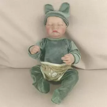 Кукла-перерождение с тканевым телом 48 см, высокоцветная имитация младенца, кукла с расписанными вручную волосами 48cm зелёный