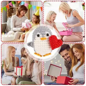 Кукла пингвин ручной работы, позитивная энергия, вязаный пингвин, украшение, украшение для дома, подарки, декор L4P7 Penguin-One size