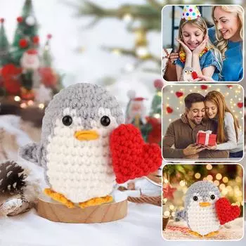 Кукла пингвин ручной работы, вязаный пингвин с позитивной энергией для домашнего декора, рождественских подарков для вечеринки N0R9 Penguin-One size