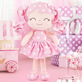 Кукла плюшевая кудрявая кукла плюшевая кукла для девочки в подарок на первый день рождения ребенка 30 см розовый