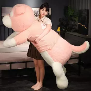 Кукла-подушка Шнауцер Подушка для собаки Девочка Спящая тряпичная кукла Имитация плюшевой игрушки Огромная кукла с цифрами 90cm (1.35kg)