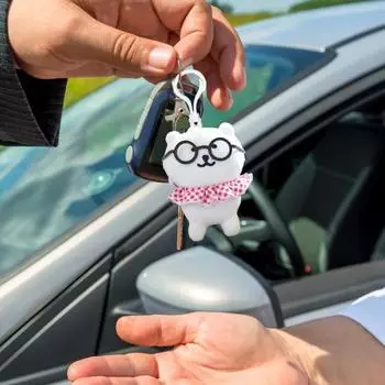 Кукла-подвеска в очках, думающий медведь, брелок для ключей, аксессуар для школьного ранца, мягкий черный белый