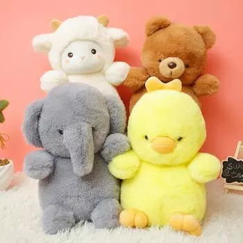 Кукла-покер, плюшевая игрушка, цыпленок, ягненок, слоненок, медведь, четыре куклы-животных, украшения, подарок на детский день 23cm