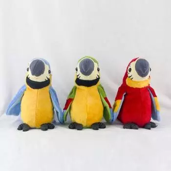 Кукла-попугай, записывающая говорящая электрическая кукла, игрушка со звуком, интерактивная повторяющаяся плюшевая игрушка-попугай, лоскутные крылья, мягкое развлечение зелёный