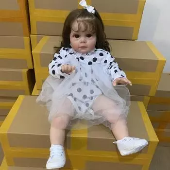 Кукла-реборн ручной работы 60 см с 3D-рисунком кожи и венами, похожая на настоящую игрушку принцессы из мягкого силикона и винила для девочек 60cm белый