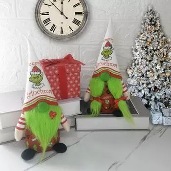 Кукла рождественского гнома Yousheng с зеленой бородой, безликий гном, украшение, праздничное украшение, кукла-гном с остроконечной шляпой для домашнего декора One Size A