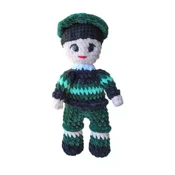 Кукла ручной работы крючком – Плюшевая игрушка из вязаной пряжи и подарок для декора дома One Size зелёный