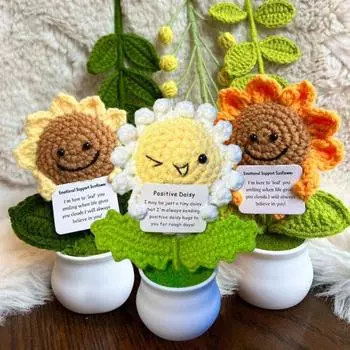 Кукла ручной работы «Подсолнухи» с позитивным крючком на Хэллоуин, кукла эмоциональной поддержки с поощрительной открыткой для украшения дома B