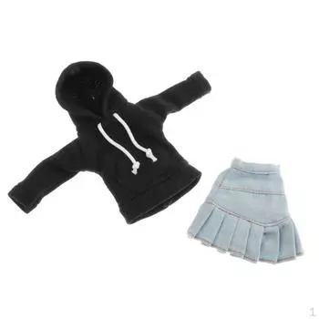 Кукла с капюшоном и джинсовая юбка / 6 нарядов для кукол