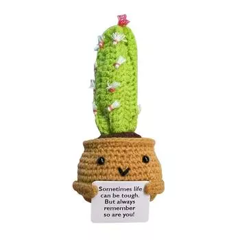 Кукла с позитивной энергией, вязаная шерстяная игрушка в виде кактуса, горшечные украшения в качестве подарка для утешения и воодушевления. One Size
