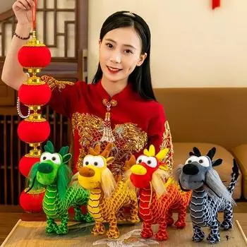 Кукла с принтом прозрачных весов, стоящая, милый, весенний фестиваль, 2024 год по зодиаку Дракона жёлтый