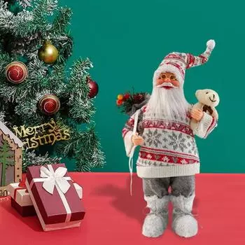Кукла Санта-Клауса, елочные украшения, фигурка Санта-Клауса с рождественским свитером красный