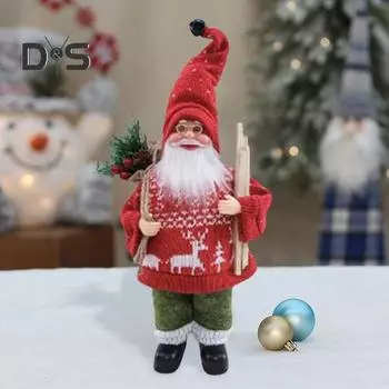 Кукла Санта-Клауса, украшения на рождественскую елку, фигурка Санта-Клауса в рождественской шапке-свитере, стоящая праздничная фигурка Санты, товары для вечеринок красный