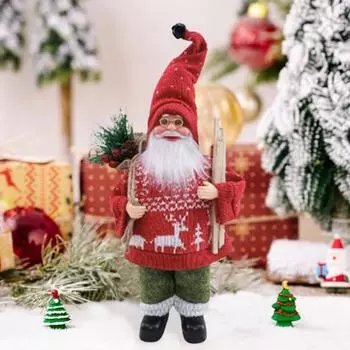 Кукла Санта-Клауса Yousheng, украшения на рождественскую елку, фигурка Санта-Клауса с рождественской шапкой-свитером, стоящая праздничная фигурка Санты, товары для вечеринок красный