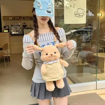 Кукла-щенок Sembe, кукла-собака, кукла на плечо, милая мультяшная сумка, маленький нос, плюшевый рюкзак через плечо хаки