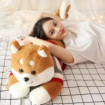 Кукла Шиба-ину, длинная подушка, милая плюшевая игрушка, держащая спящую куклу на кровати 1.3 meters