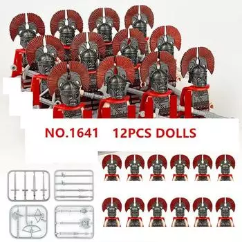 Кукла Средневековая война, римский солдат, строительные блоки, храмовый рыцарь, золотые аксессуары, фигурки для детей, модель игрушки № 1641