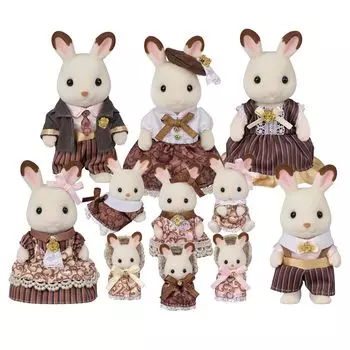 Кукла Sylvanian Families Rabbit Family Anniversary ST Mark Сертификация для детей от 3 лет и старше Игрушечный кукольный домик Sylvanian Families EPOCH [Шоколадный набор] C-74