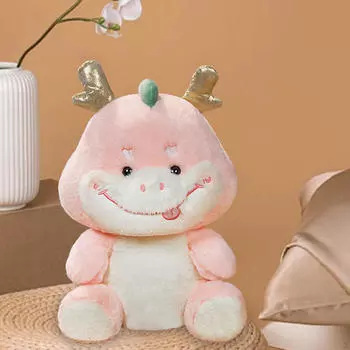 Кукла-талисман года Дракона, плюшевая игрушка для китайского украшения, весенний фестиваль 25cm Pink