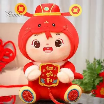 Кукла-талисман Змея 2025, игрушка на год Змеи, плюшевая игрушка на китайский Новый год для весны, праздничная змея, символ процветания S