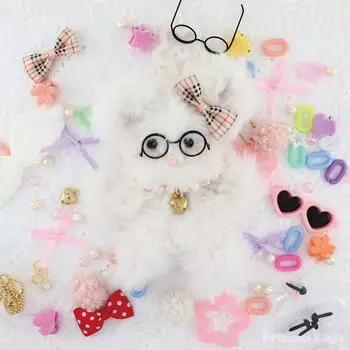 Кукла торгового центра, набор материалов для куклы торгового центра, модная плюшевая игрушка, пушистый медведь, кролик, очки, акция, корейское ленточное сердце, жемчужное ожерелье, очки, солнцезащитные очки, брелок