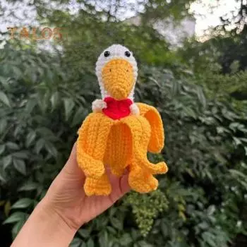 Кукла-утка-банан, вязаная крючком, украшение для рабочего стола, кукла-утка-банан, позитивное вязаное крючком животное-приятель для домашнего офиса, декор B